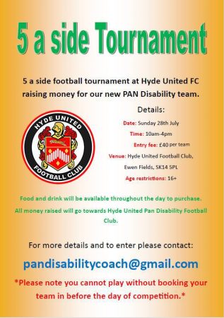 5 A Side Tournament to raise money for PAN Disability Team